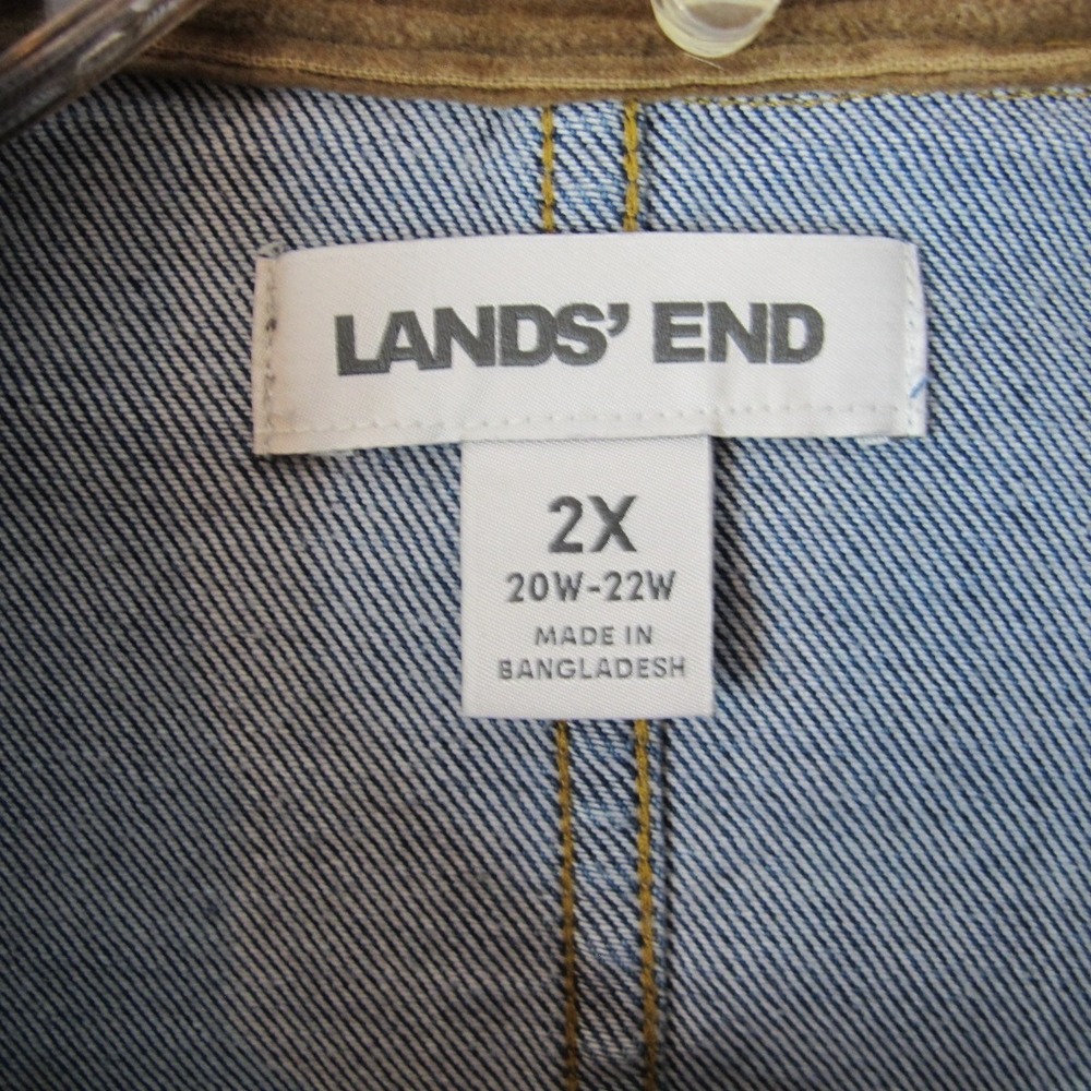 Lands End Blue Denim Long Sleeve Chore Barn Coat Women's Size 1X Unlined - Picture 4 of 9